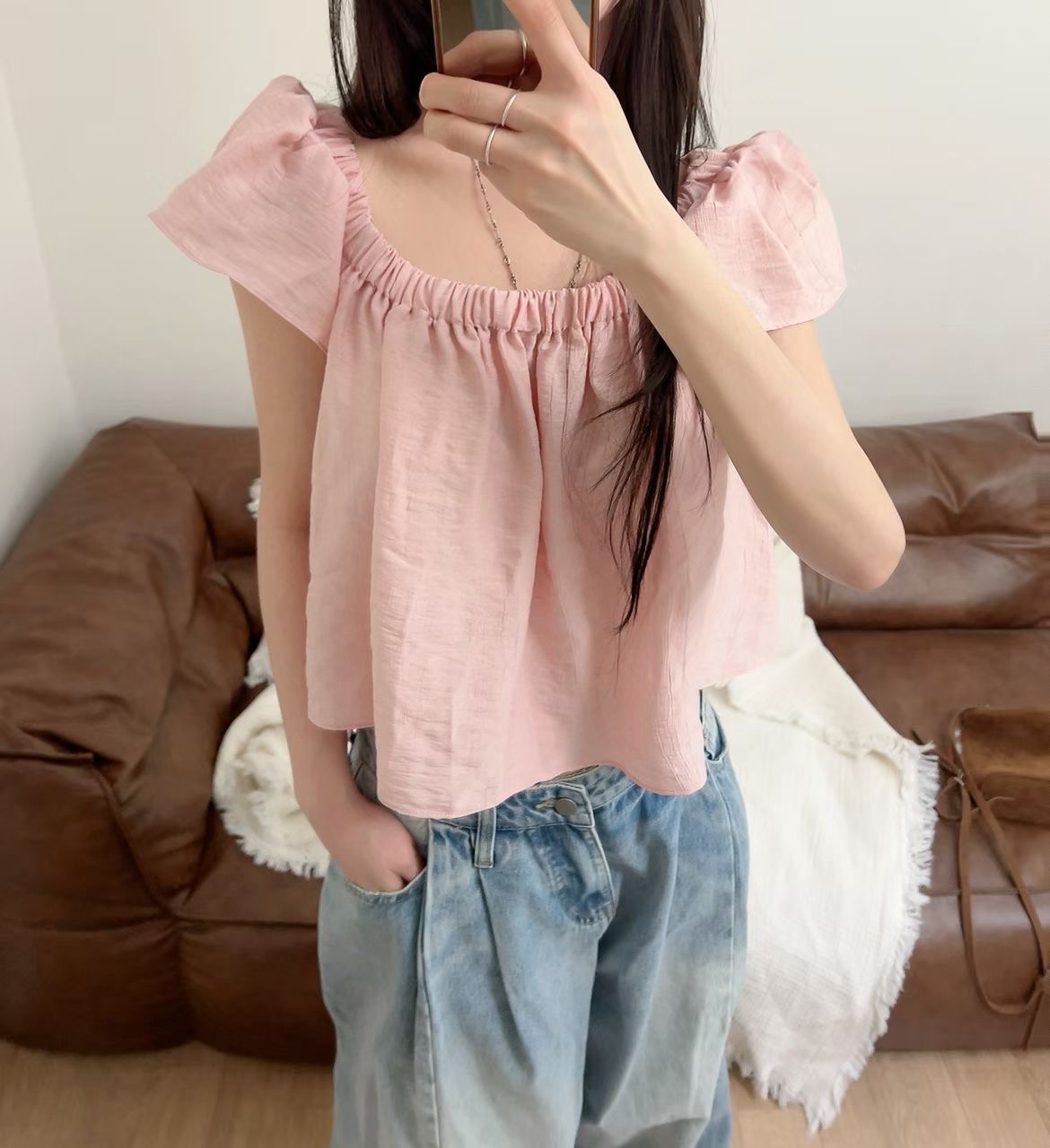 KITSCH東大門代購女士新款時尚人氣真品26夏季襯衫蕾絲衫KITSCH襯衫/蕾絲衫圖色1