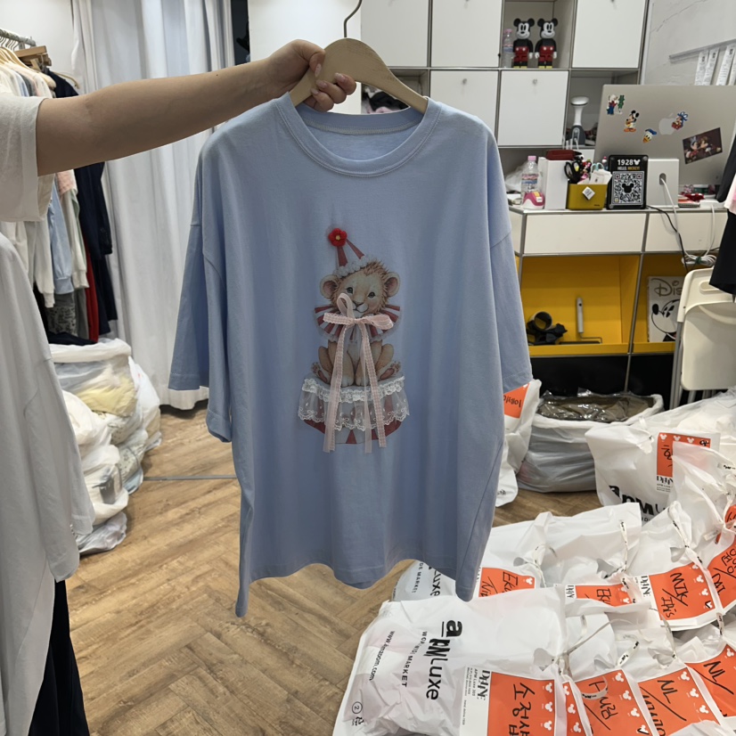 DE LINE韓國直郵女裝新品時尚推薦真品人氣熱賣休閑26夏季T恤DE LINET恤圖色2