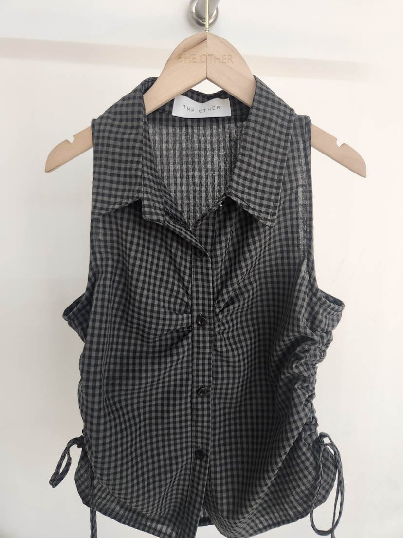 THE OTHER東大門實拍女士新品時尚熱賣吊帶背心褶裥無袖THE OTHER吊帶/背心圖色2