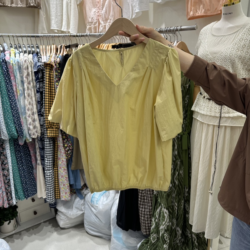 BIKINI韓國代購女士新款職業休閑推薦時尚襯衫蕾絲衫褶裥BIKINI襯衫/蕾絲衫圖色2