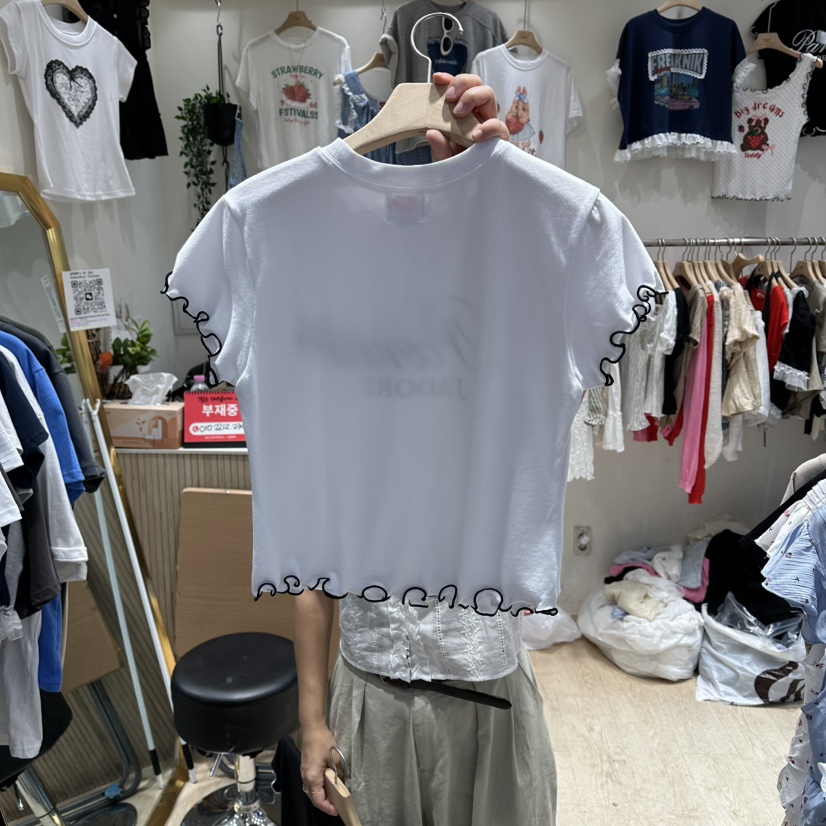 UNDERSTAR_VINTAGE韓國代購女士新品推薦26春夏熱賣T恤絲帶UNDERSTAR_VINTAGET恤