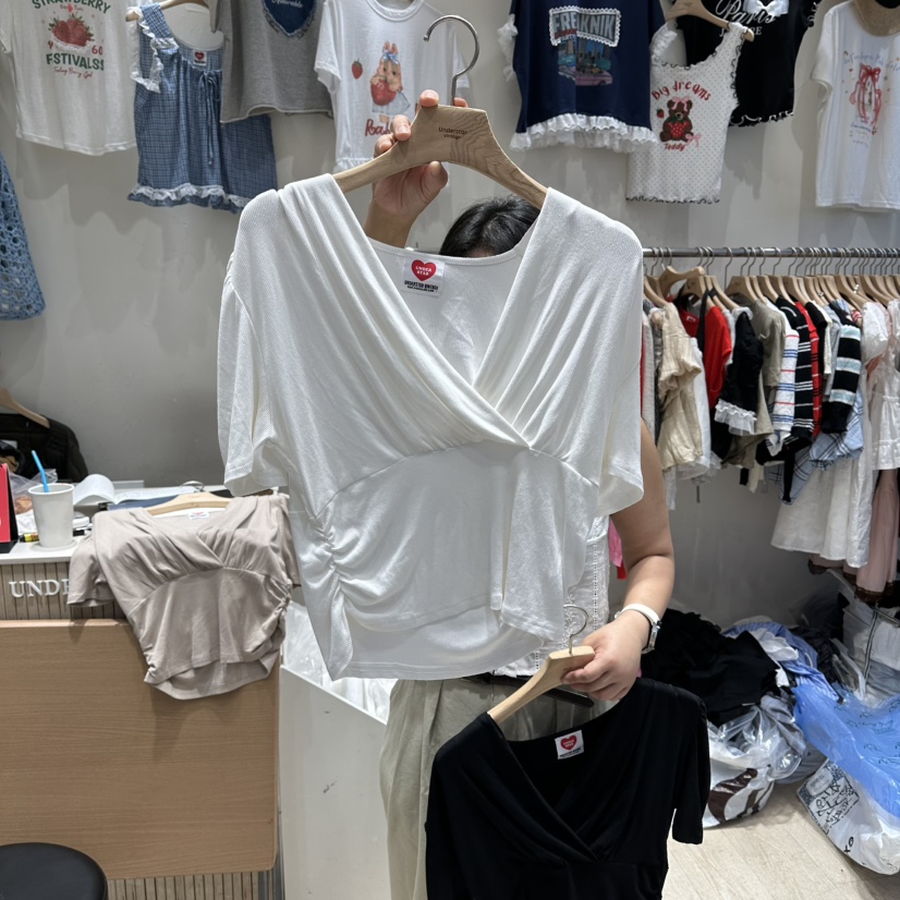 UNDERSTAR_VINTAGE東大門代購女士新款26春夏職業T恤褶皺UNDERSTAR_VINTAGET恤圖色2