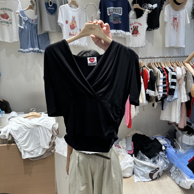 UNDERSTAR_VINTAGE東大門代購女士新款26春夏職業T恤褶皺UNDERSTAR_VINTAGET恤圖色3