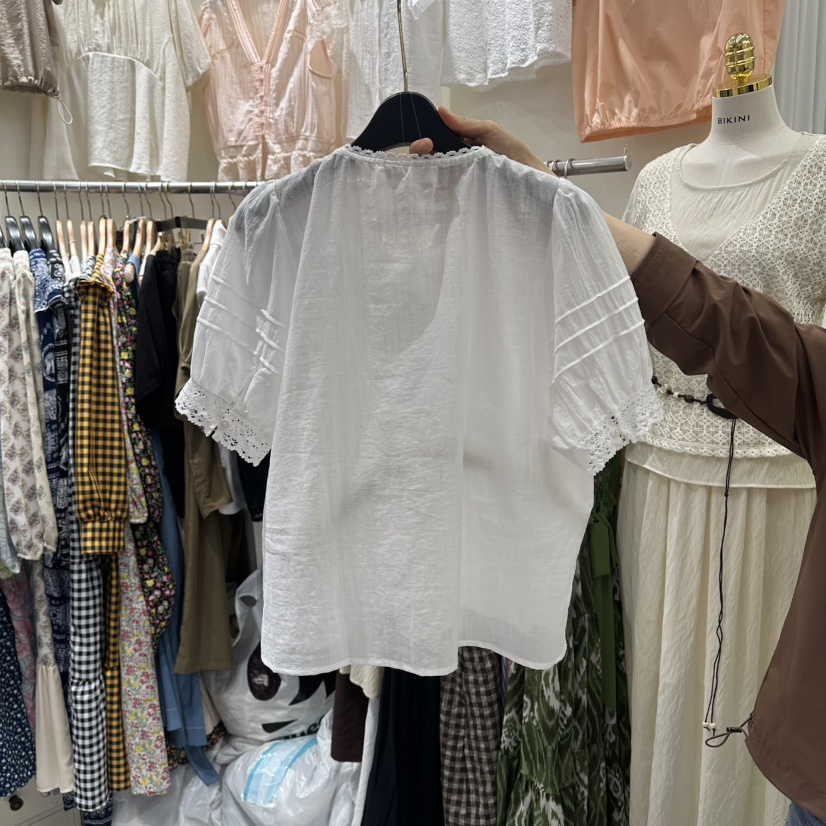 BIKINI韓國代購女裝新款26春夏時尚人氣熱賣休閑襯衫蕾絲衫BIKINI襯衫/蕾絲衫