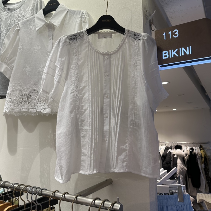 BIKINI韓國代購女裝新款26春夏時尚人氣熱賣休閑襯衫蕾絲衫BIKINI襯衫/蕾絲衫圖色1