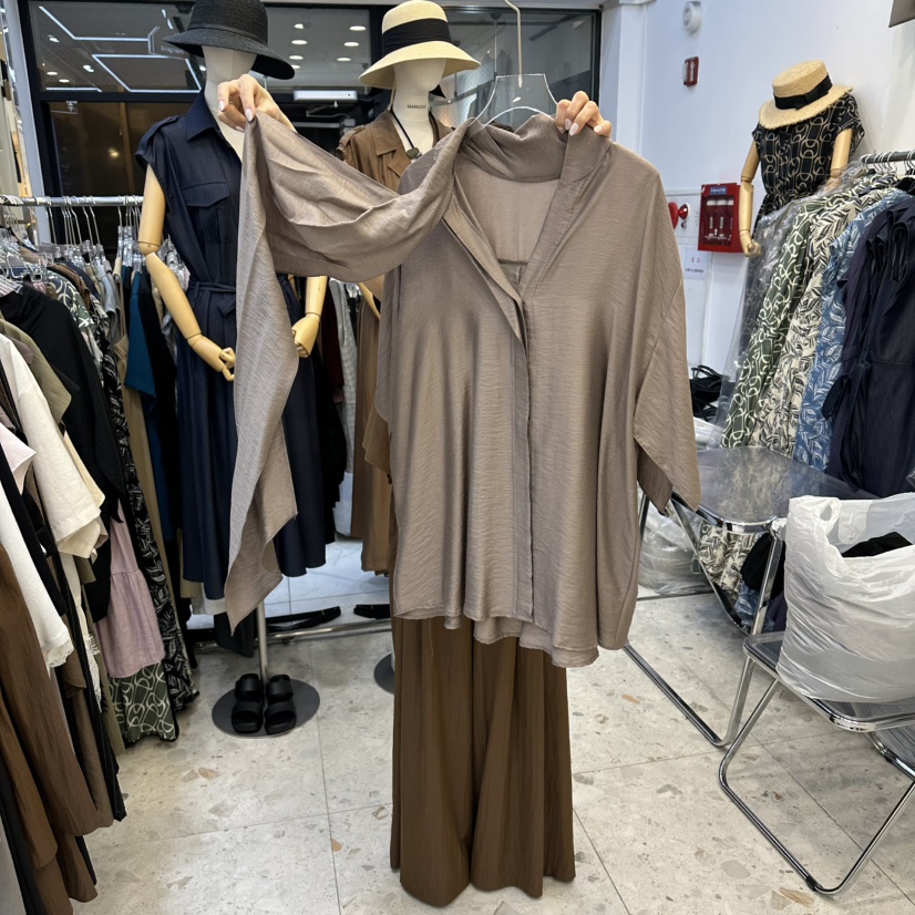 MARIGOLD東大門代購女裝新款休閑26春夏襯衫蕾絲衫莫代爾圍巾MARIGOLD襯衫/蕾絲衫