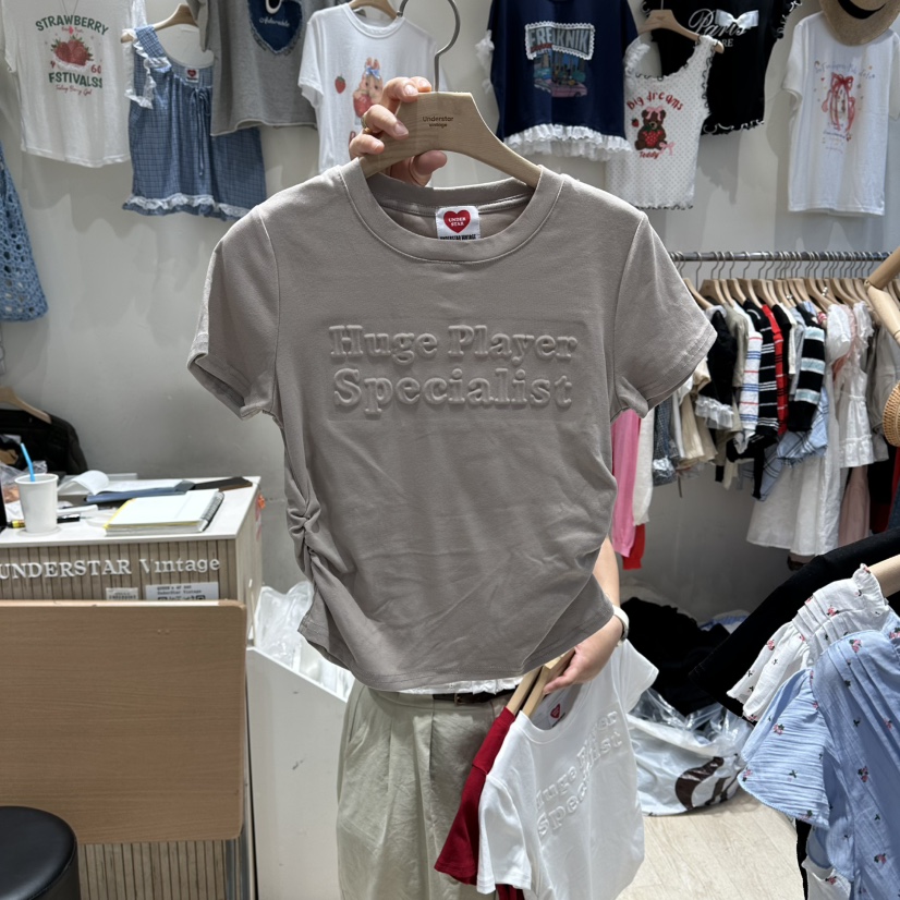 UNDERSTAR_VINTAGE東大門直郵女士新品休閑熱賣人氣T恤褶皺UNDERSTAR_VINTAGET恤圖色2