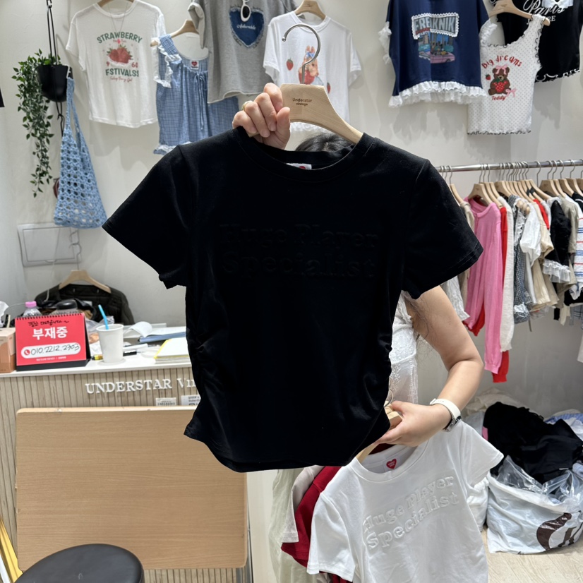 UNDERSTAR_VINTAGE東大門直郵女士新品休閑熱賣人氣T恤褶皺UNDERSTAR_VINTAGET恤圖色3