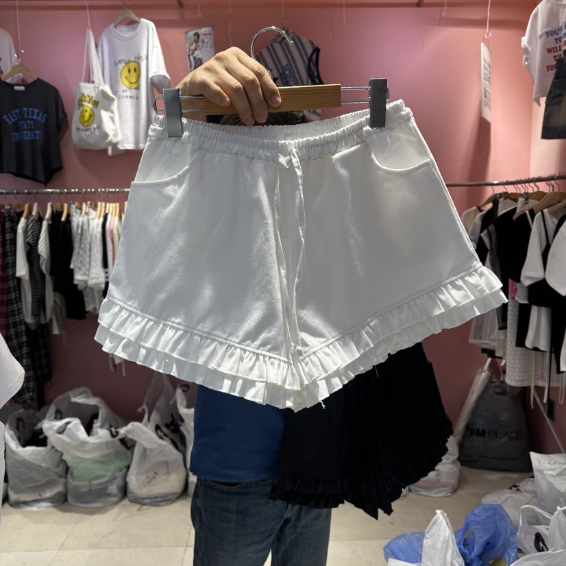 K STORY東大門代購女士新品26春夏真品推薦休閑短褲荷葉邊K STORY短褲圖色1