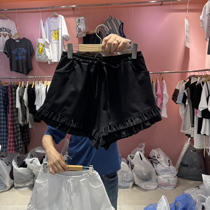K STORY東大門代購女士新品26春夏真品推薦休閑短褲荷葉邊K STORY短褲圖色2