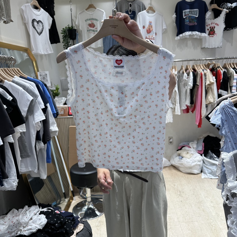UNDERSTAR_VINTAGE韓國直郵女裝新品推薦真品吊帶背心無袖UNDERSTAR_VINTAGE吊帶/背心圖色1
