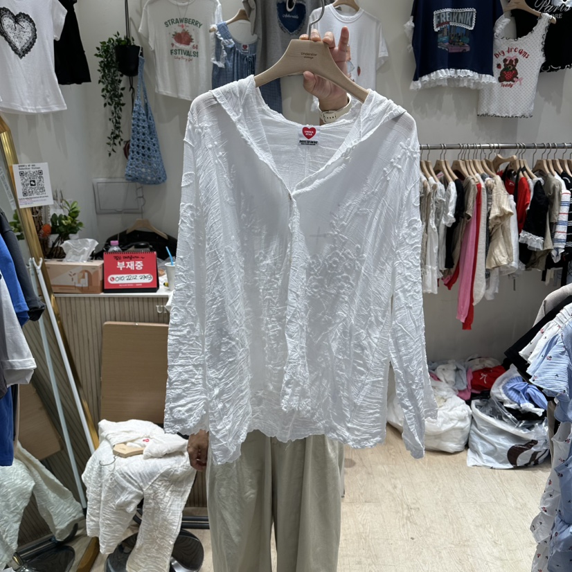 UNDERSTAR_VINTAGE東大門實拍女士新款熱賣襯衫蕾絲衫連帽衫蕾絲UNDERSTAR_VINTAGE襯衫/蕾絲衫圖色1白色