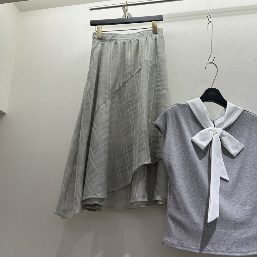 BIKINI東大門代購女裝新品推薦真品休閑熱賣長裙格子透明BIKINI長裙圖色1