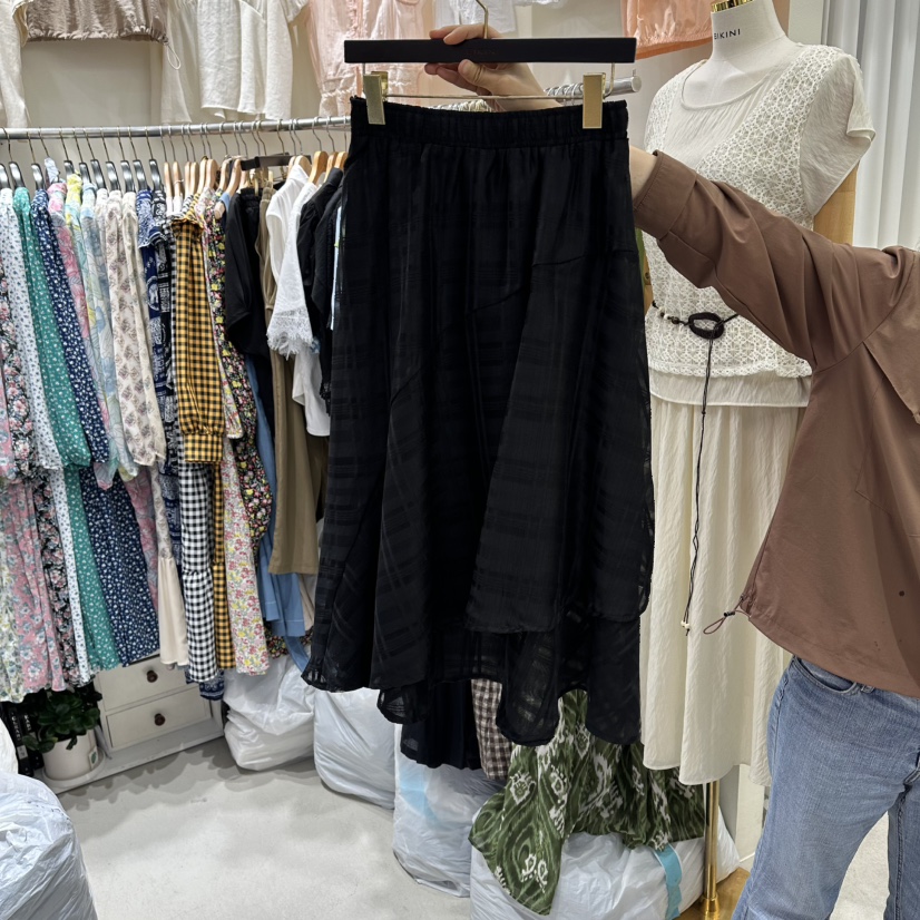 BIKINI東大門代購女裝新品推薦真品休閑熱賣長裙格子透明BIKINI長裙圖色2