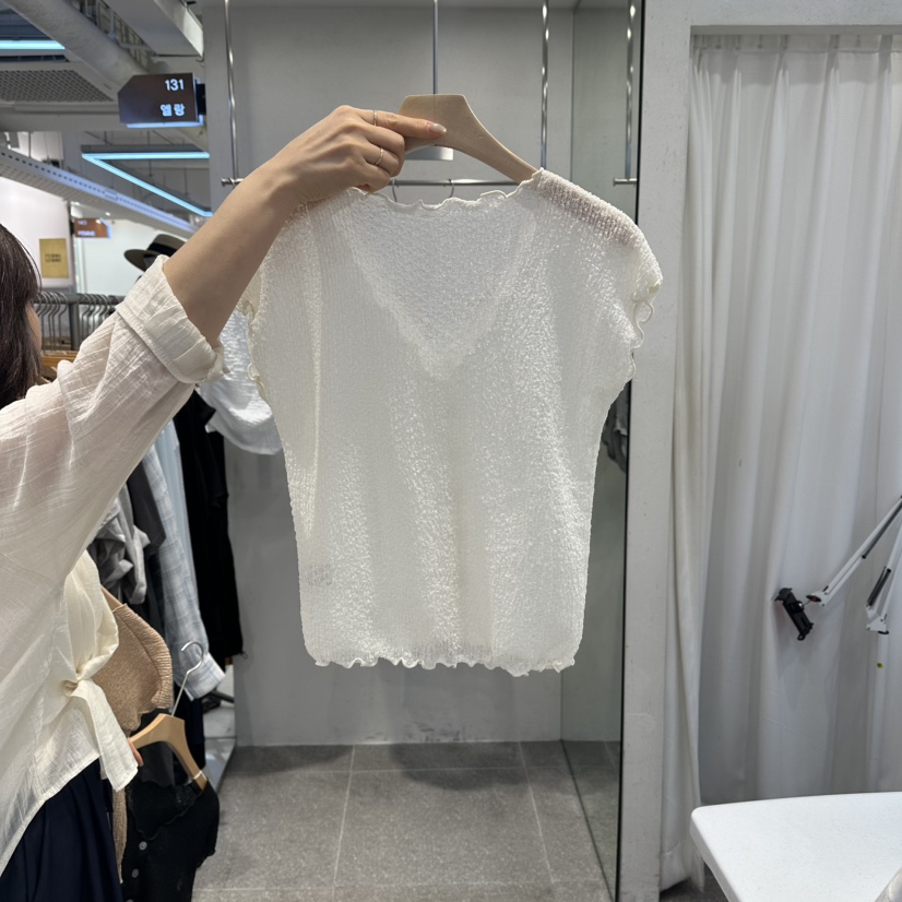 ELAN東大門直郵女裝新品休閑時尚針織衫褶皺開衫無袖紐扣ELAN針織衫