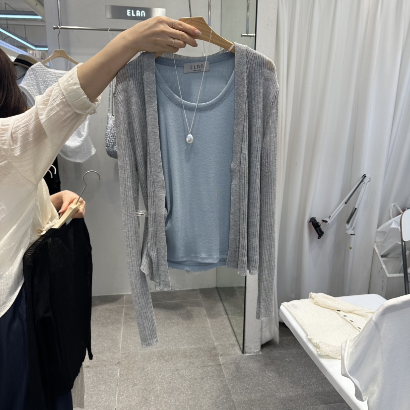 ELAN東大門實拍女裝新品時尚26春夏人氣推薦針織衫透視開衫ELAN針織衫圖色4