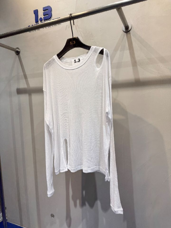 1.3東大門實拍女裝新品26春夏時尚推薦熱賣長袖T恤透視羅紋1.3_ONE THREE長袖T恤