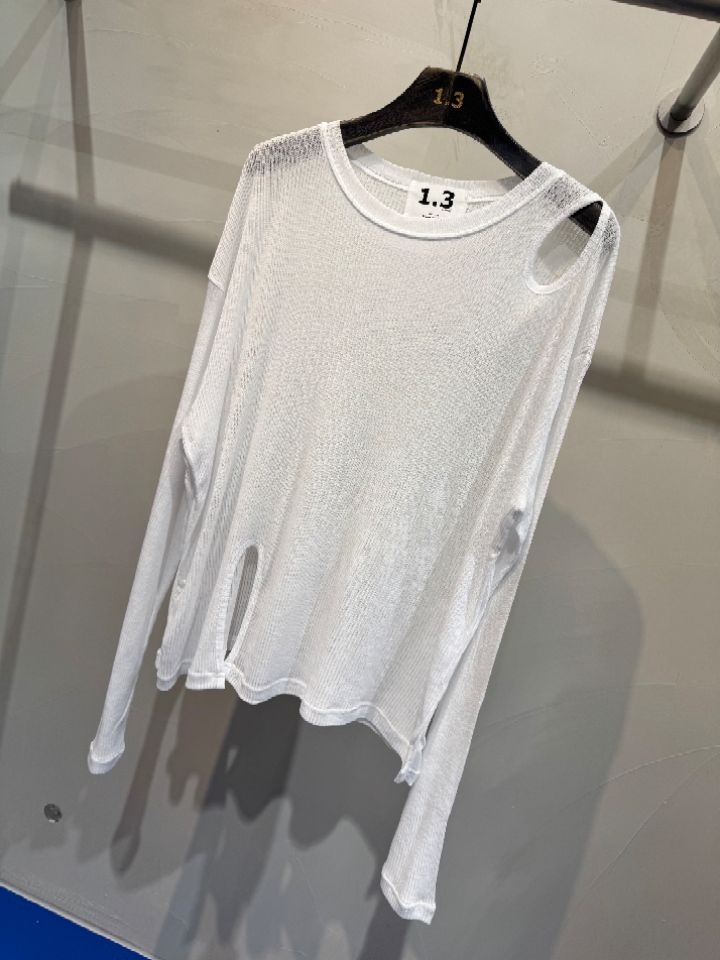1.3東大門實拍女裝新品26春夏時尚推薦熱賣長袖T恤透視羅紋1.3_ONE THREE長袖T恤