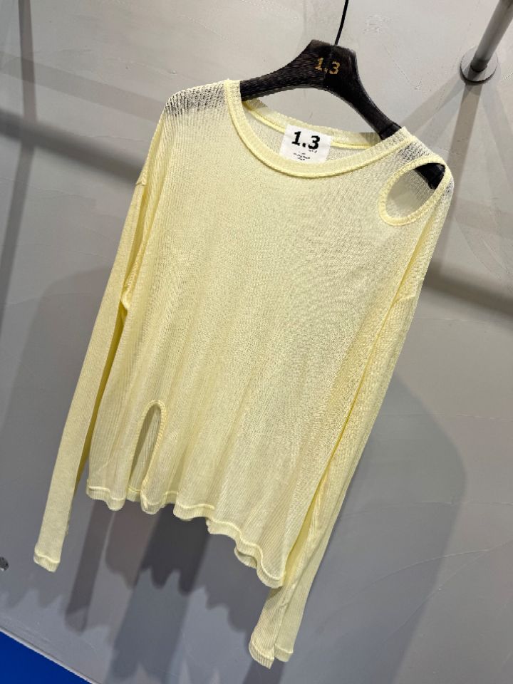 1.3東大門實拍女裝新品26春夏時尚推薦熱賣長袖T恤透視羅紋1.3_ONE THREE長袖T恤