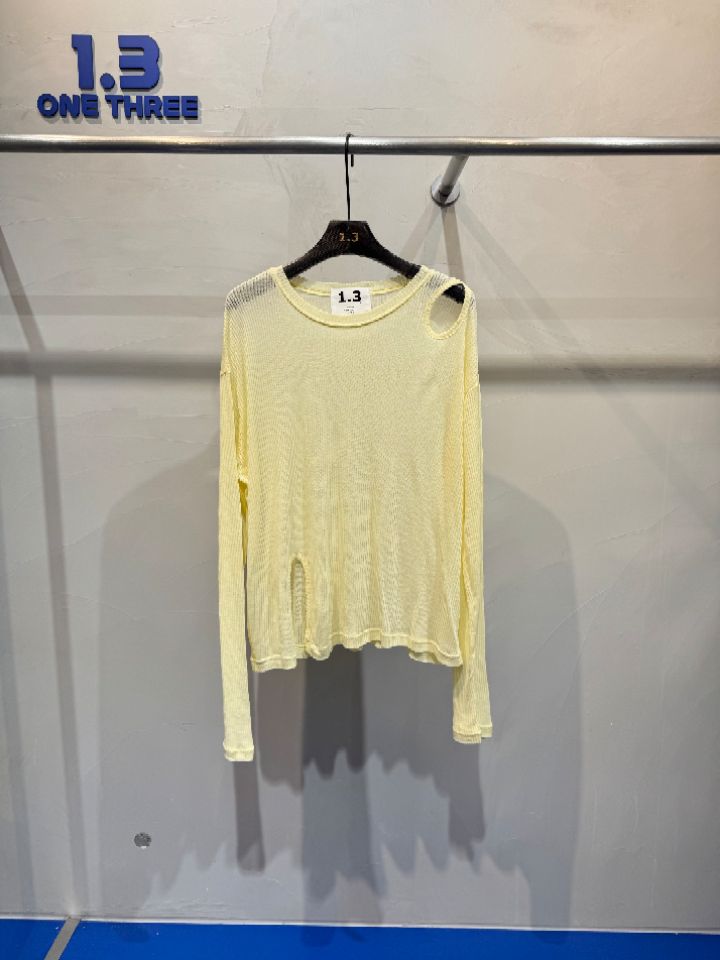 1.3東大門實拍女裝新品26春夏時尚推薦熱賣長袖T恤透視羅紋1.3_ONE THREE長袖T恤圖色2