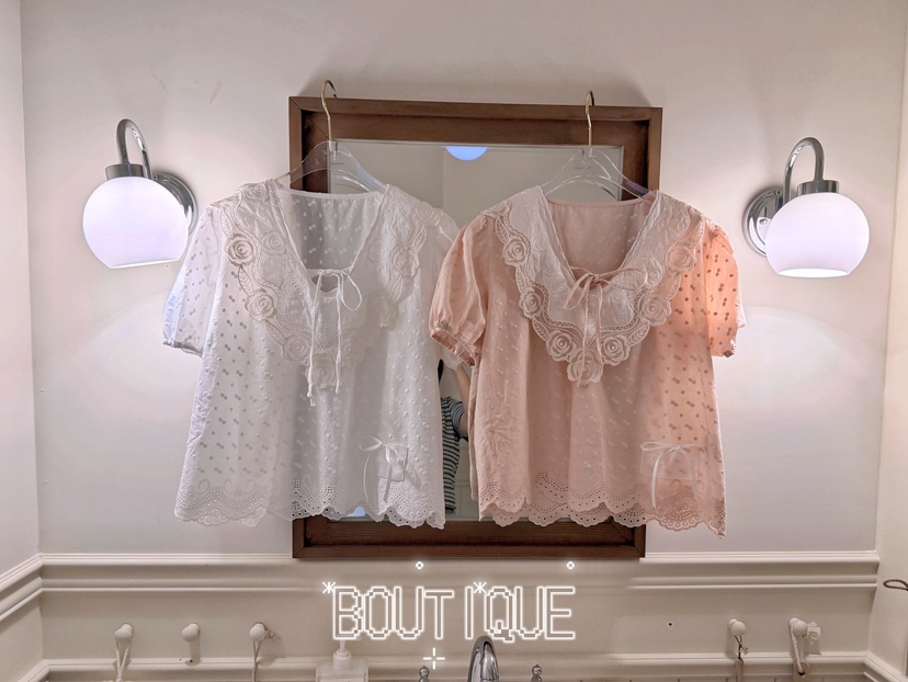 BOUTIQUE-L東大門代購女士新款推薦26春夏襯衫蕾絲衫刺繡BOUTIQUE-L襯衫/蕾絲衫