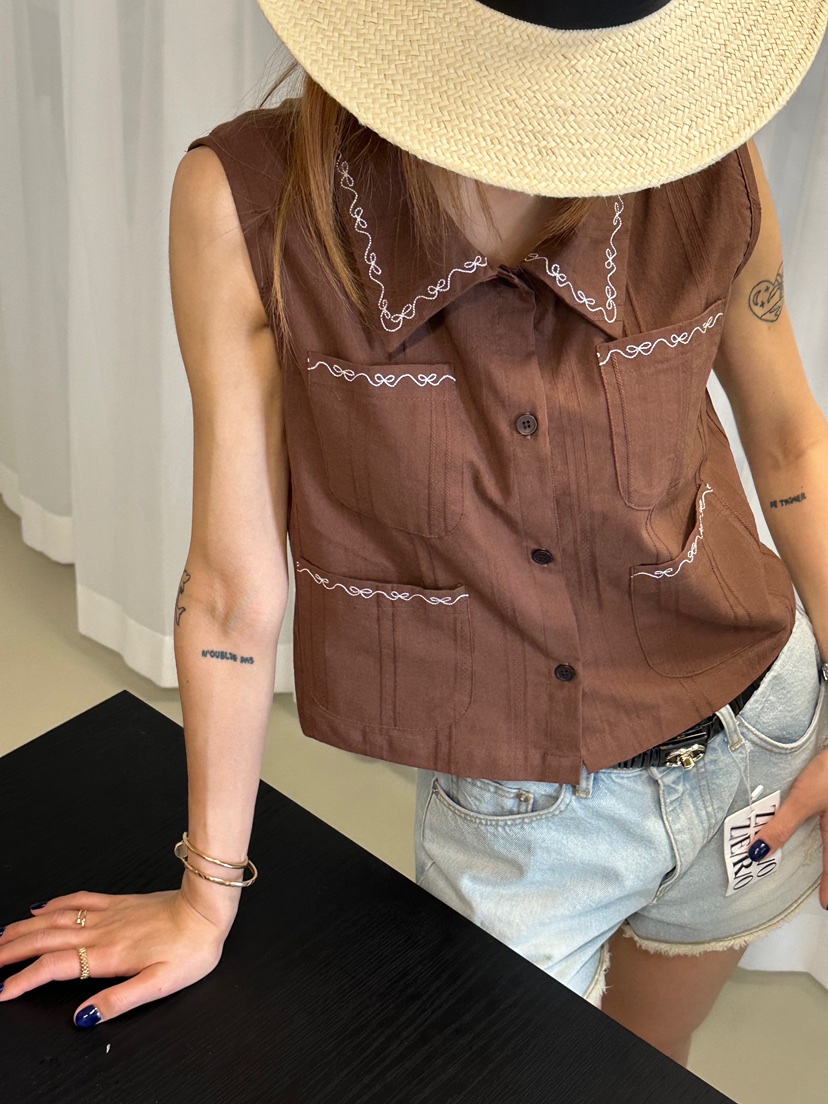 ZEROZERO韓國直郵女士新品26春夏推薦職業休閑真品馬甲刺繡ZEROZERO馬甲