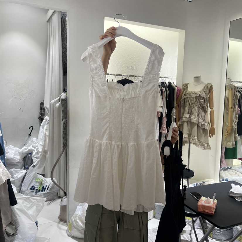 TYCHE東大門代購女士新品時尚休閑職業推薦連衣裙褶裥無袖TYCHE連衣裙