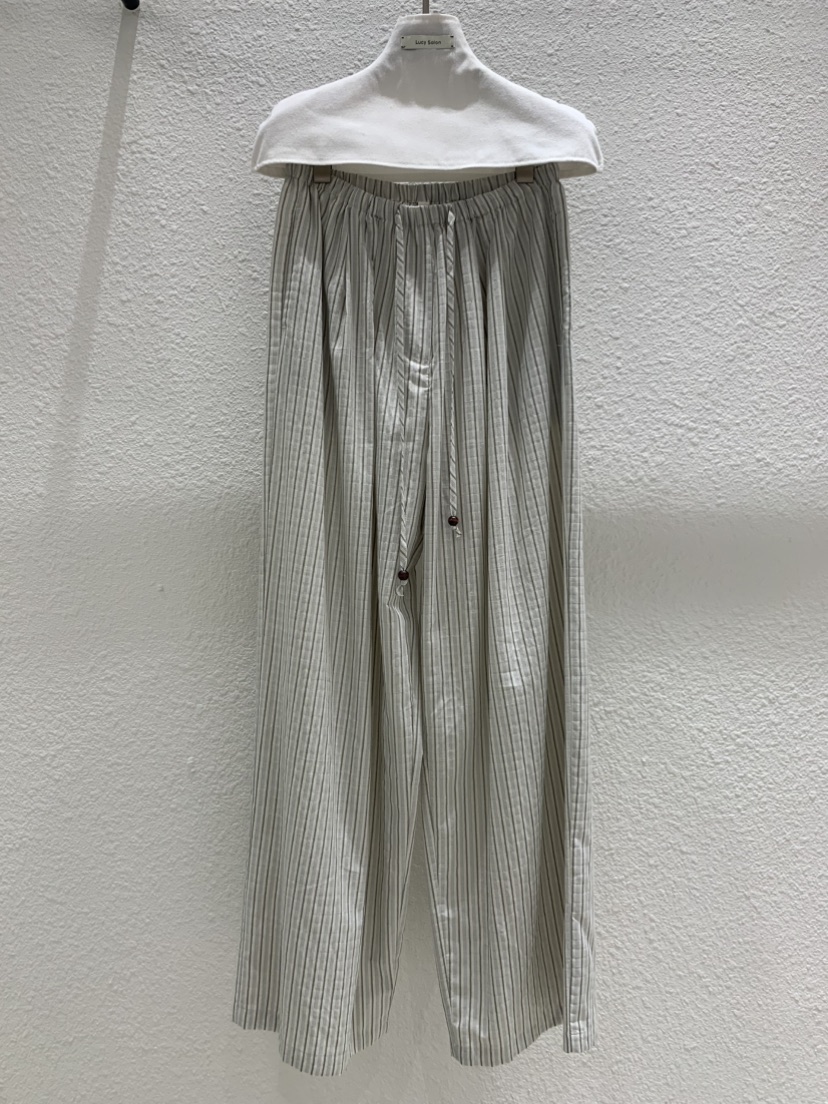 LUCY SALON韓國代購女士新款職業時尚26春夏人氣真品休閑褲LUCY SALON休閑褲圖色2黑色條紋