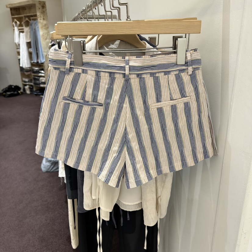 PITA/THEVERLIN韓國直郵女裝新品26夏季短褲含腰帶系帶條紋PITA/THEVERLIN短褲