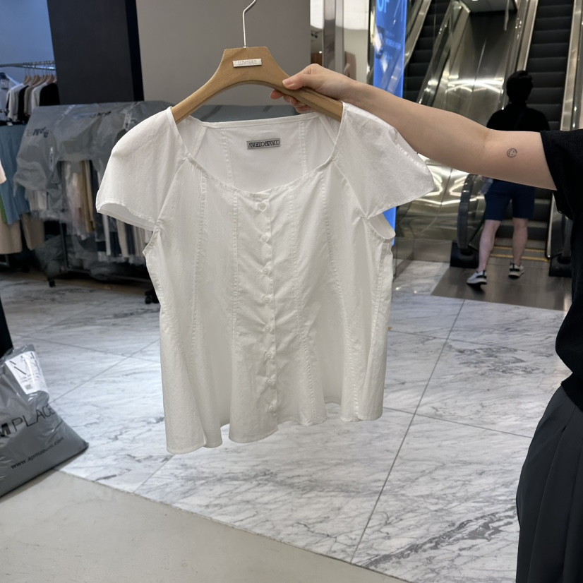 MER東大門代購女士新品休閑人氣職業26春夏時尚襯衫蕾絲衫MER/ANGELO BIANCO襯衫/蕾絲衫圖色2