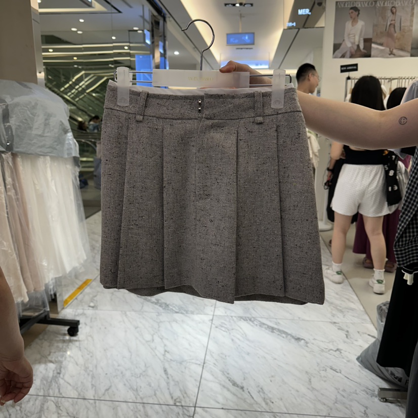 MER韓國直郵女裝新品時尚人氣真品職業熱賣26春夏短裙褶皺MER/ANGELO BIANCO短裙圖色1