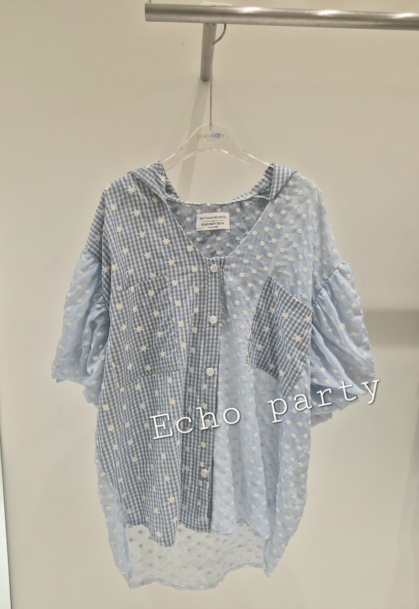 ECHOPARTY韓國代購女士新品26春夏真品熱賣襯衫蕾絲衫連帽衫ECHOPARTY襯衫/蕾絲衫圖色1