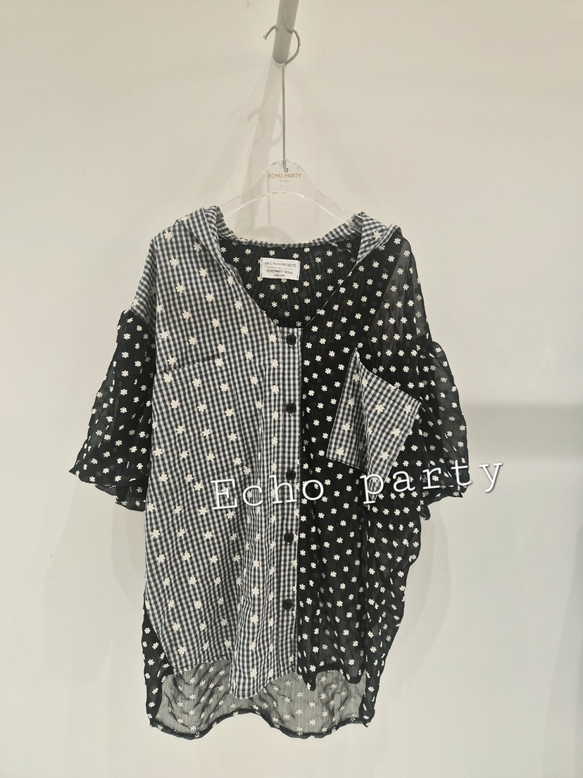 ECHOPARTY韓國代購女士新品26春夏真品熱賣襯衫蕾絲衫連帽衫ECHOPARTY襯衫/蕾絲衫圖色2