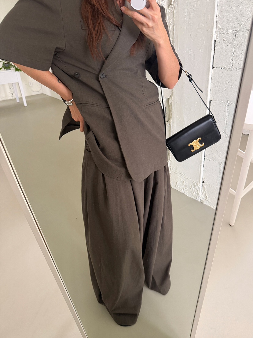 PAIRING東大門直郵女裝新品推薦真品熱賣西裝西服亞麻開衩PAIRING西裝/西服