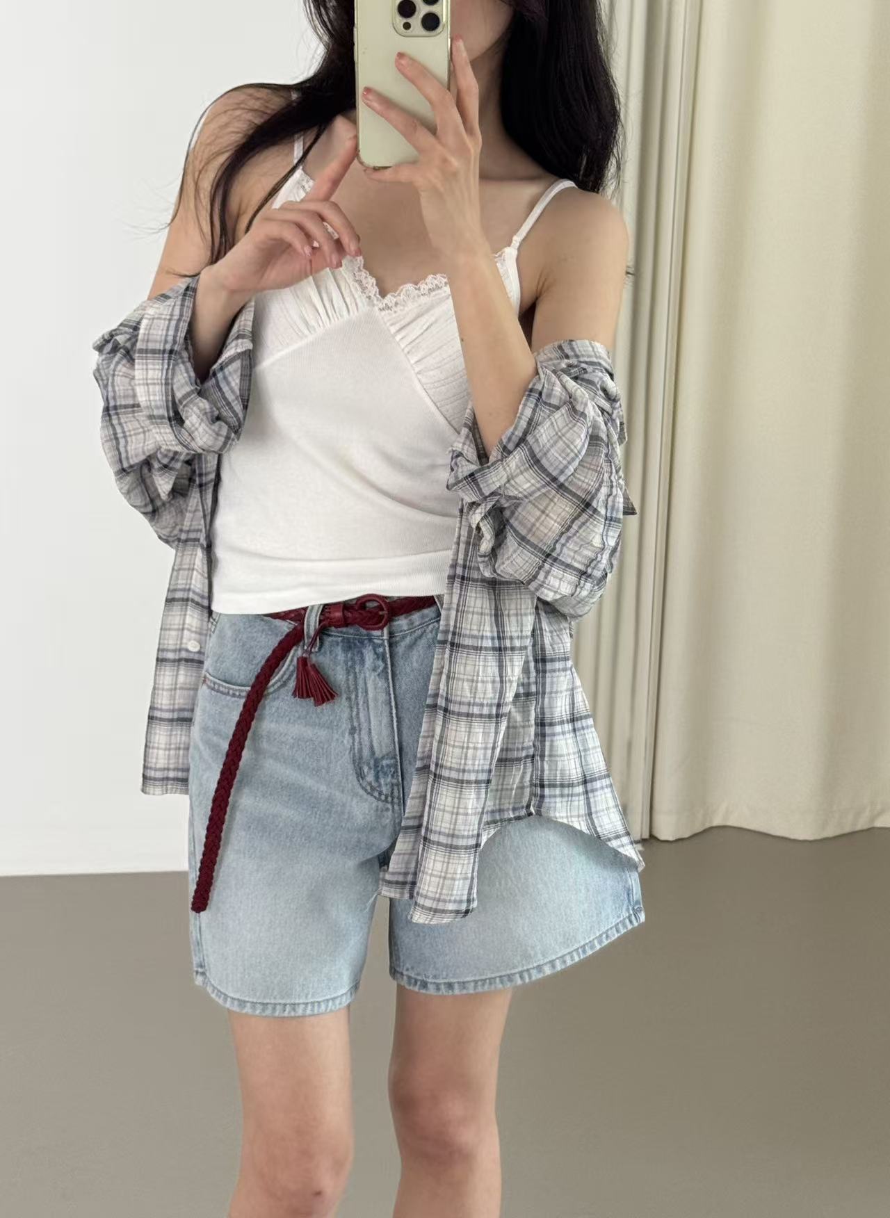DOUBLEIN韓國直郵女士新品休閑真品人氣短褲不含腰帶磨毛DOUBLEIN短褲
