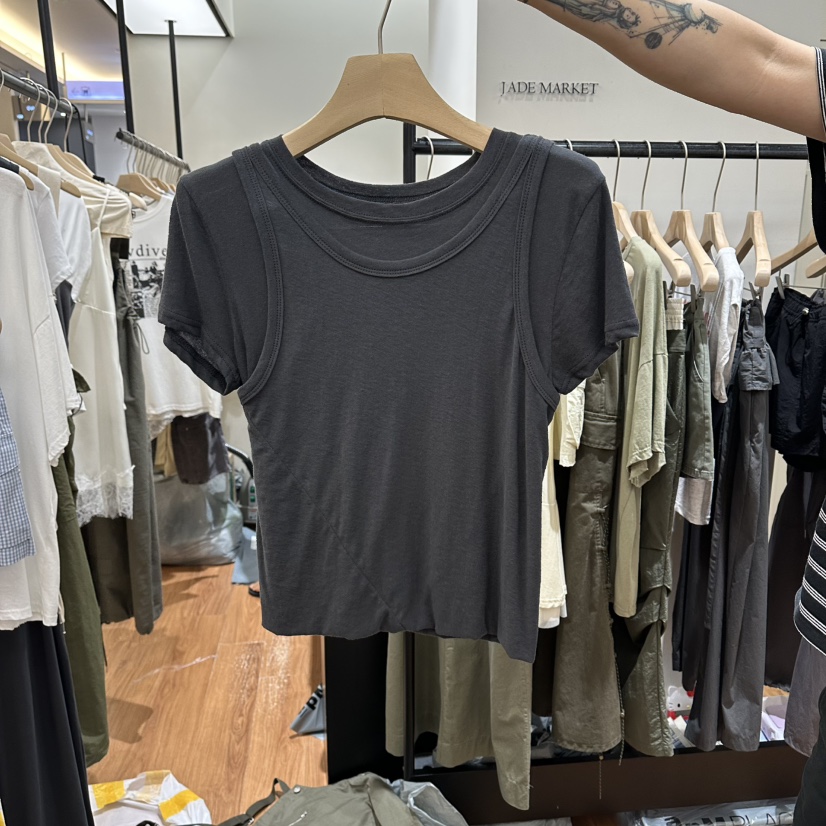 JADEMARKET韓國直郵女裝新品人氣26春夏推薦時尚T恤雙層無袖JADE SEOUL_MARKETT恤圖色2
