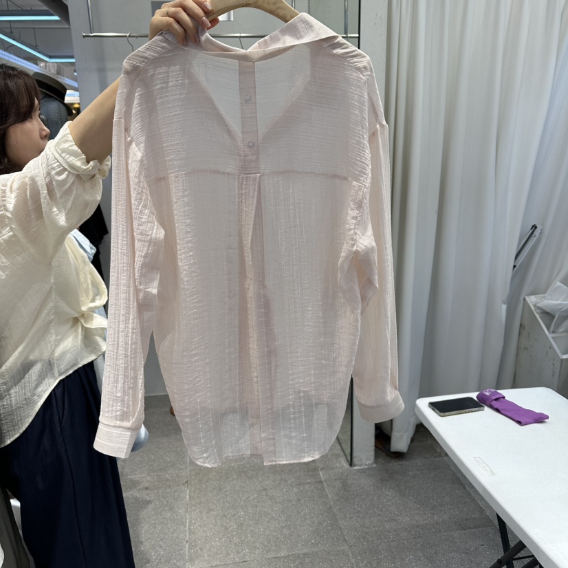 ELAN東大門實拍女士新品休閑真品26春夏人氣襯衫蕾絲衫絲帶ELAN襯衫/蕾絲衫