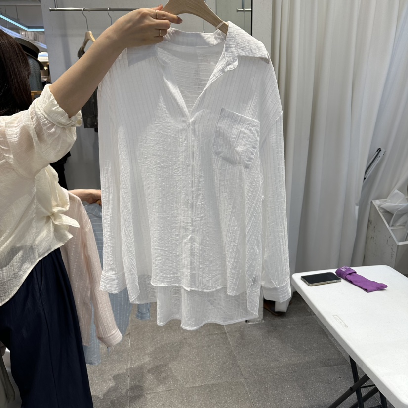 ELAN東大門實拍女士新品休閑真品26春夏人氣襯衫蕾絲衫絲帶ELAN襯衫/蕾絲衫圖色1