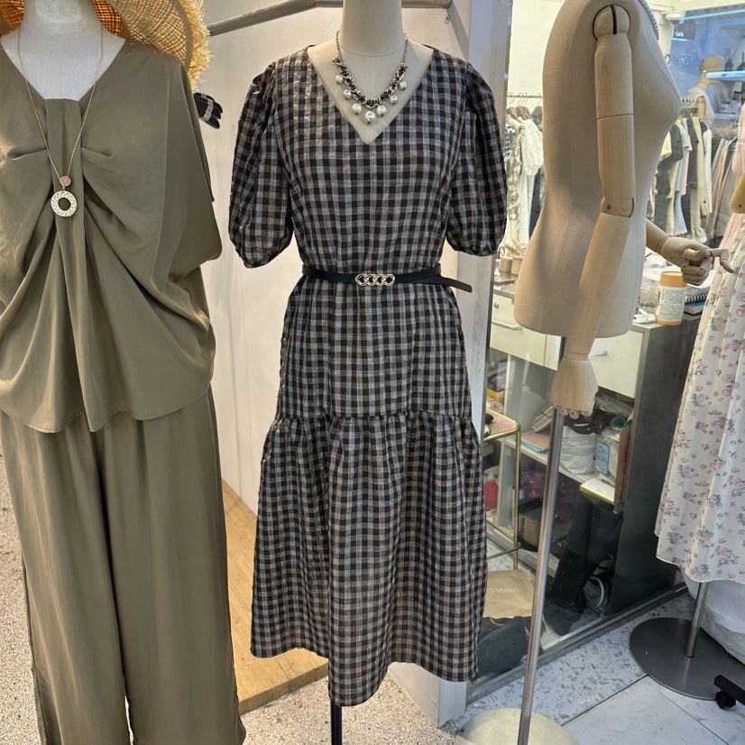 BIKINI東大門代購女士新款26春夏真品推薦熱賣連衣裙含腰帶BIKINI連衣裙圖色1