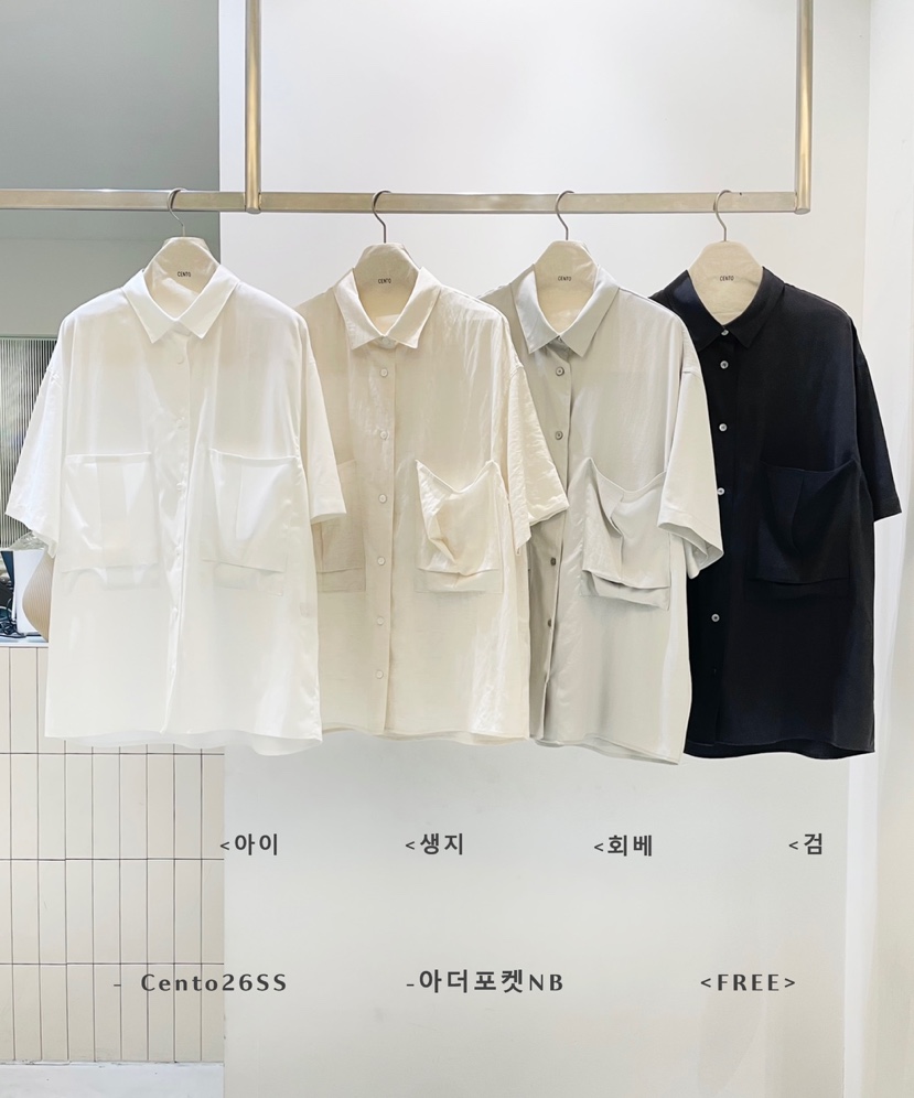 CENTO韓國直郵女裝新款熱賣職業休閑推薦真品襯衫蕾絲衫口袋CENTO襯衫/蕾絲衫