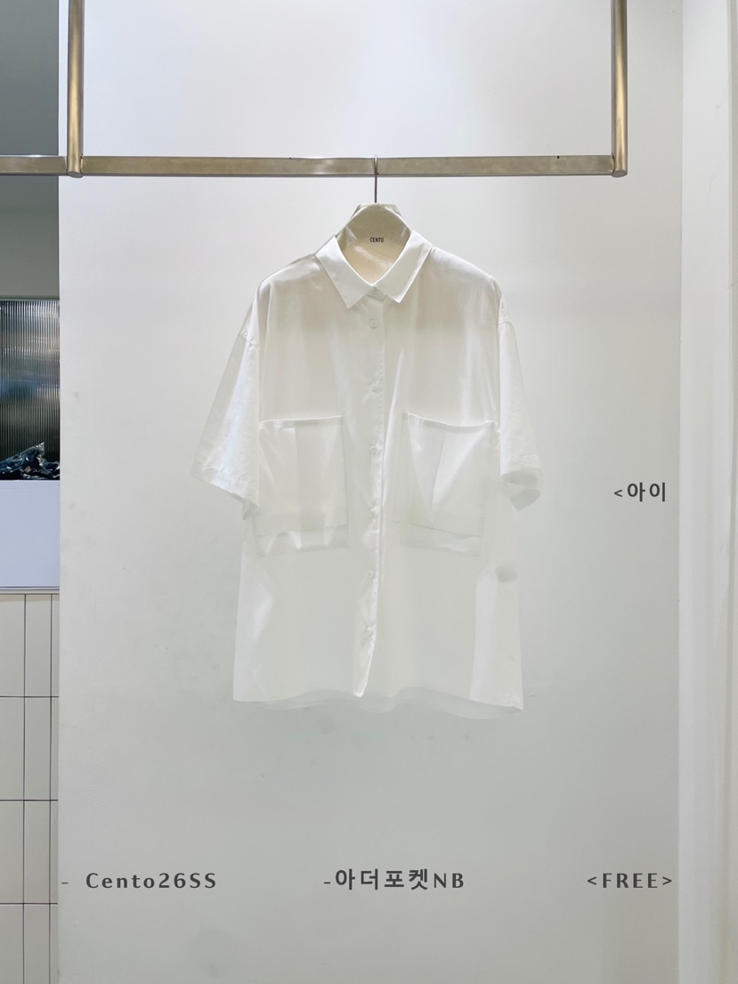 CENTO韓國直郵女裝新款熱賣職業休閑推薦真品襯衫蕾絲衫口袋CENTO襯衫/蕾絲衫圖色1純白色