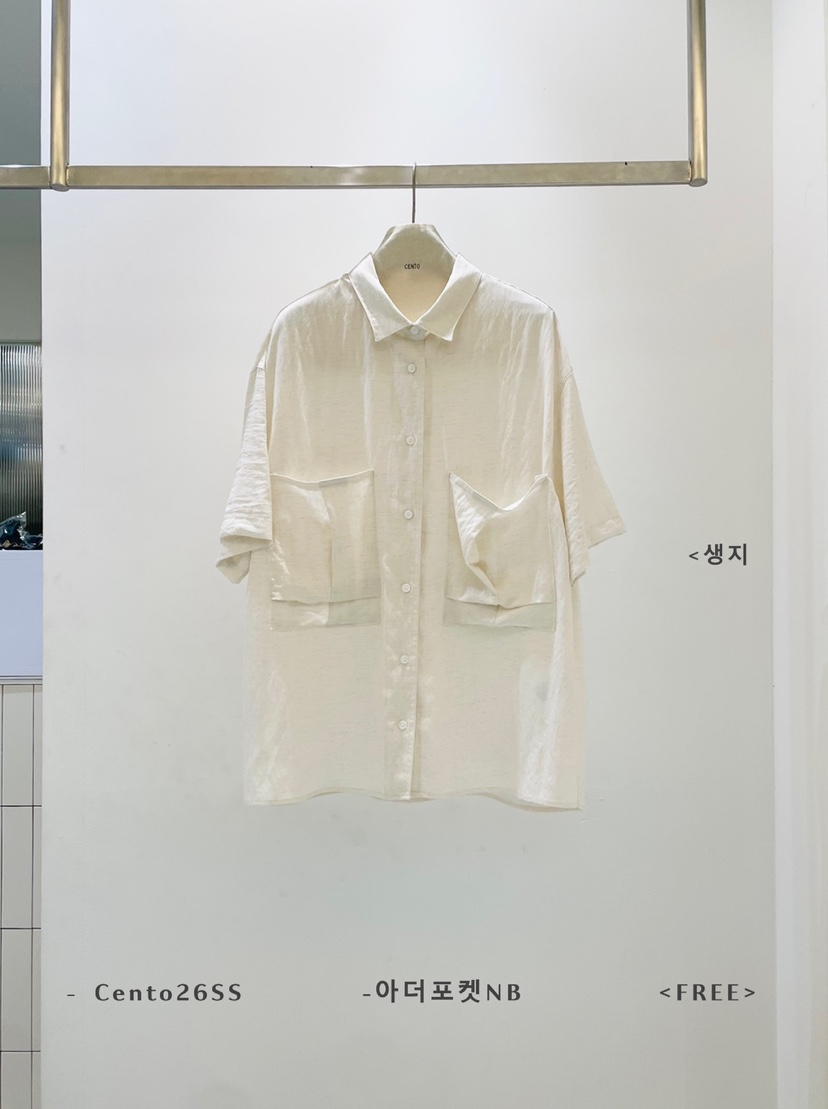 CENTO韓國直郵女裝新款熱賣職業休閑推薦真品襯衫蕾絲衫口袋CENTO襯衫/蕾絲衫圖色2杏色