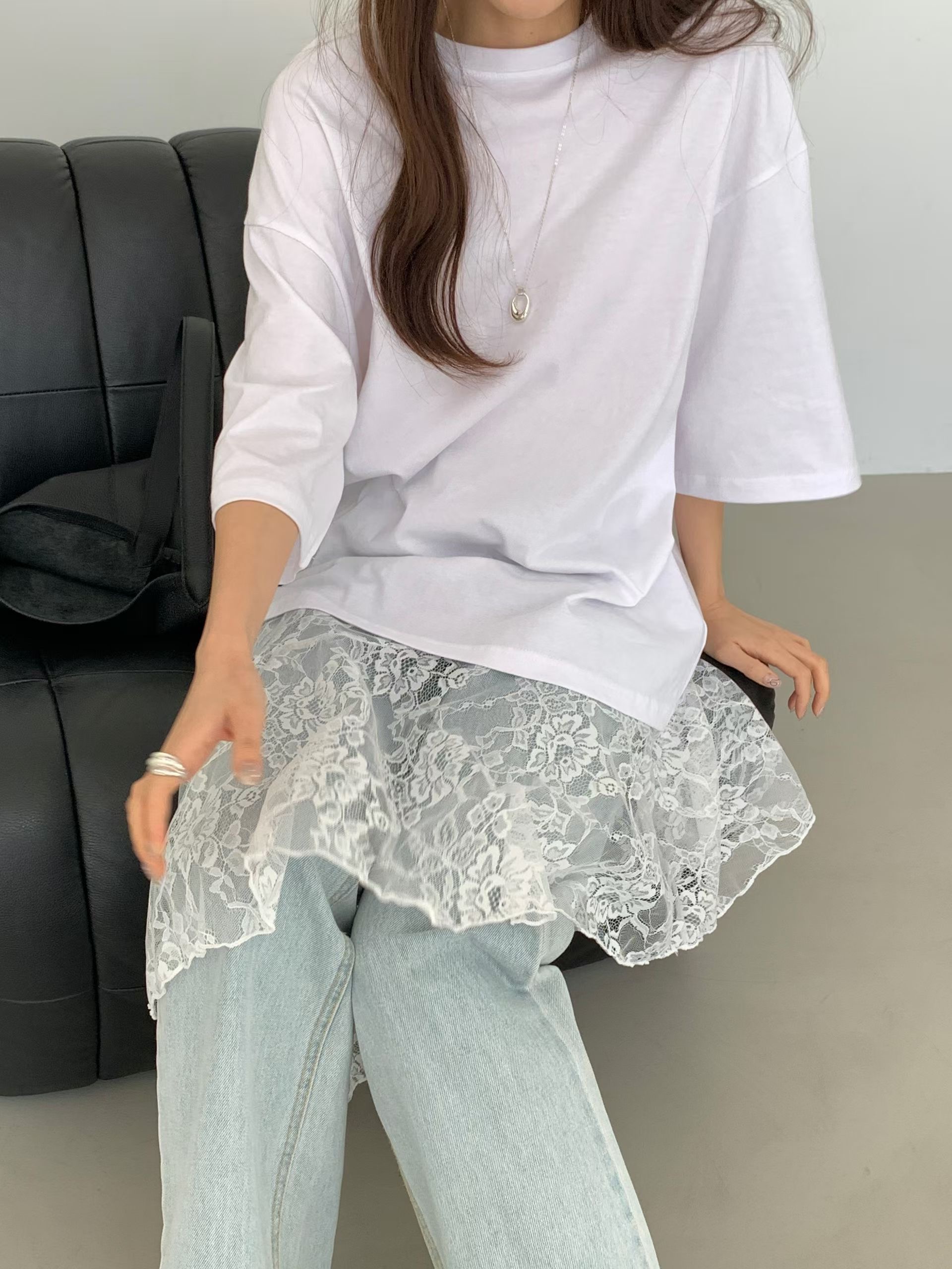 BABY SALON韓國代購女士新款真品推薦26夏季連衣裙撞色蕾絲BABY SALON連衣裙