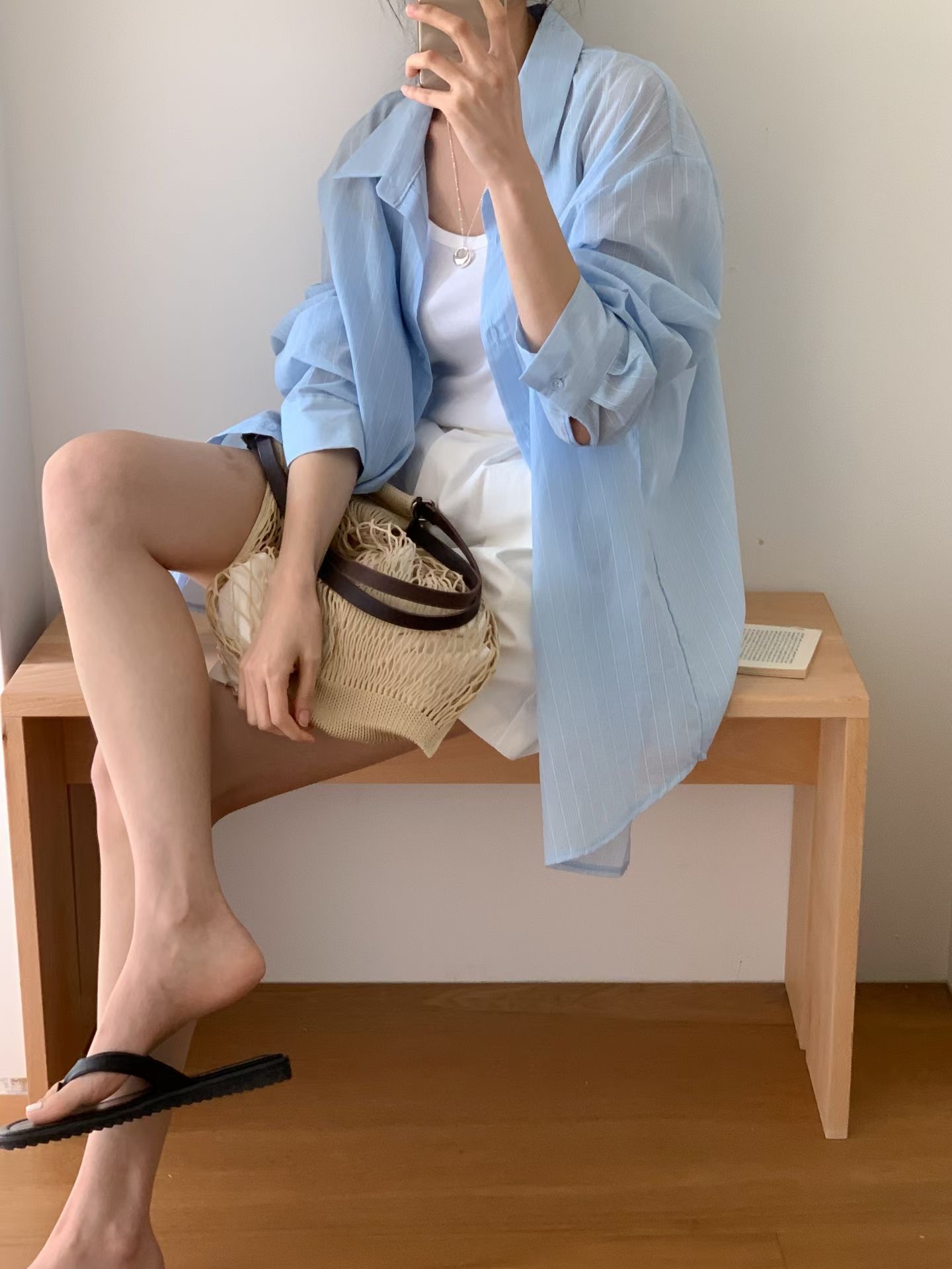 BABY SALON東大門直郵女裝新款26夏季休閑襯衫蕾絲衫條紋BABY SALON襯衫/蕾絲衫