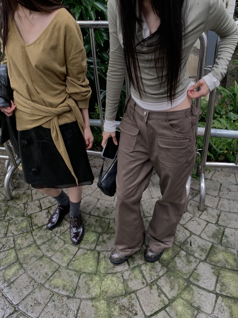 TIZZI東大門代購女士新品職業推薦熱賣人氣休閑褲喇叭褲羅紋TIZZI休閑褲