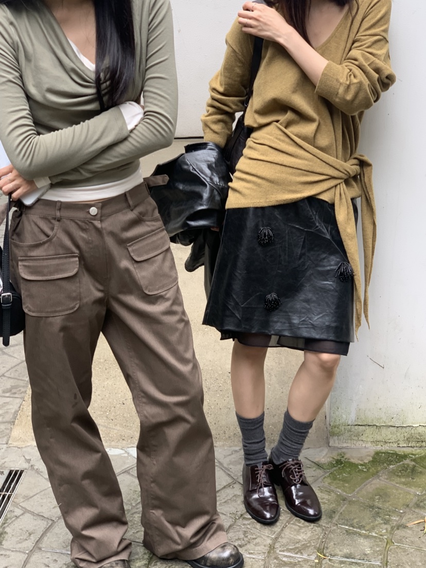 TIZZI東大門代購女士新品職業推薦熱賣人氣休閑褲喇叭褲羅紋TIZZI休閑褲