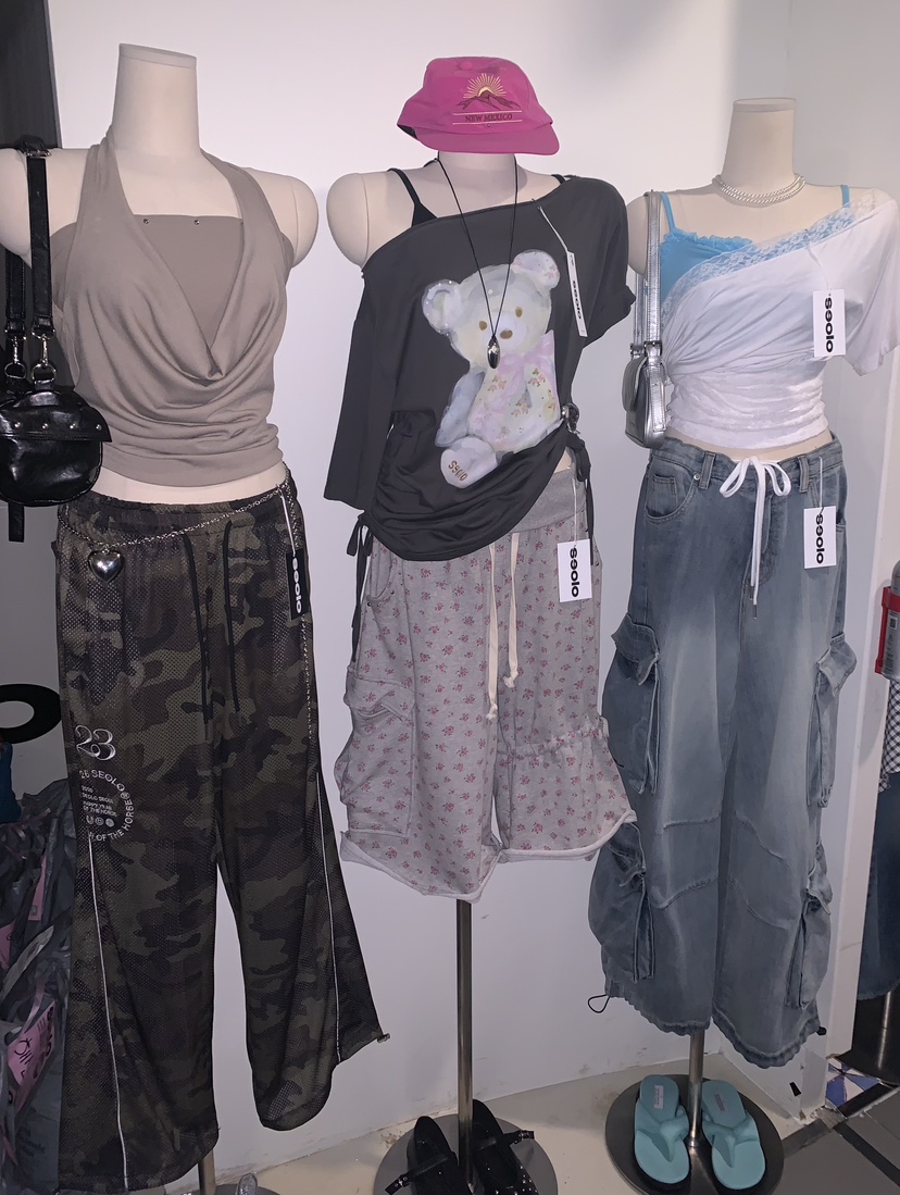 SEOLO東大門代購女裝新品真品26夏季時尚推薦休閑褲網眼迷彩Seolo seoul休閑褲