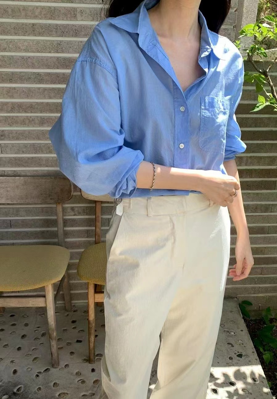 POMELO韓國代購女士新品熱賣26夏季休閑人氣時尚襯衫蕾絲衫POMELO襯衫/蕾絲衫