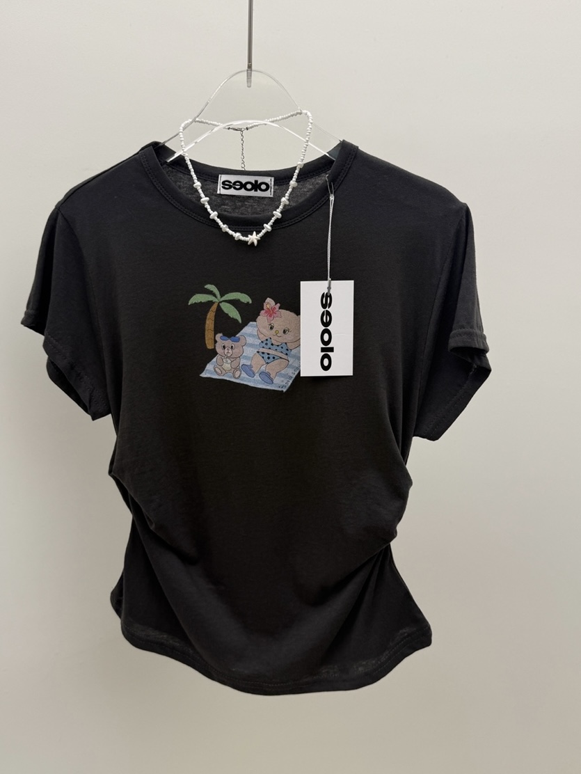 SEOLO韓國代購女裝新款真品26夏季人氣推薦時尚休閑熱賣T恤Seolo seoulT恤圖色2