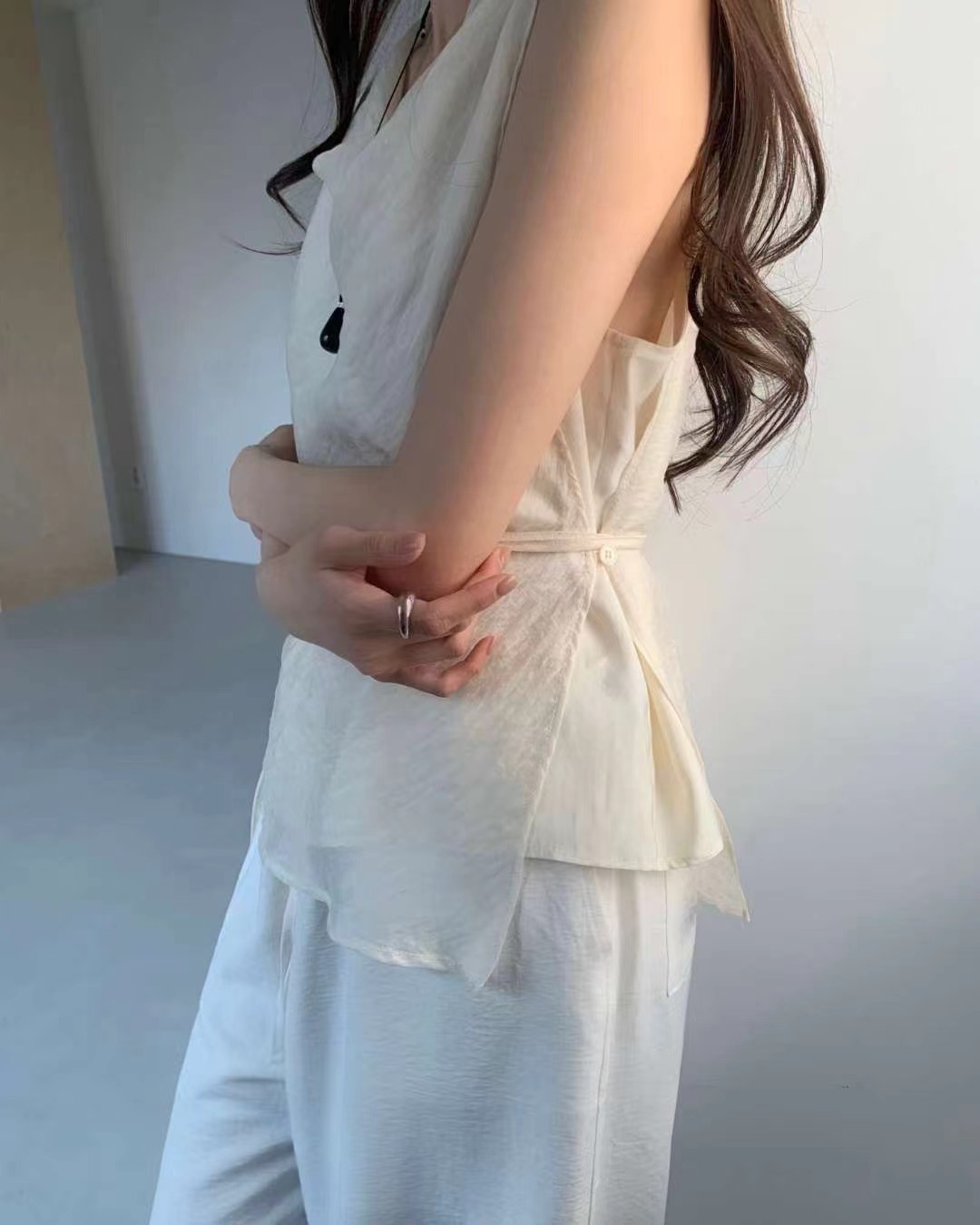 SOMETHINGELSE韓國直郵女裝新品休閑熱賣推薦吊帶背心含腰繩SOMETHINGELSE吊帶/背心